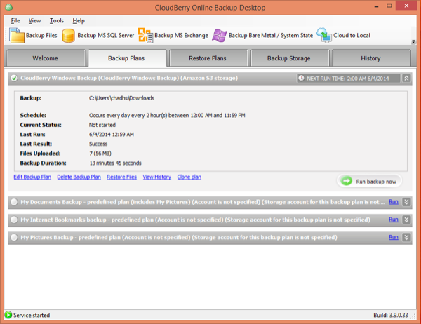CloudBerry Backup Confirmation