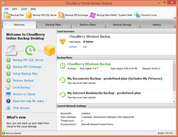 CloudBerry Backup Status