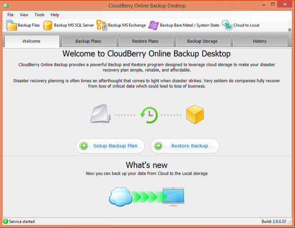 CloudBerry Start Screen