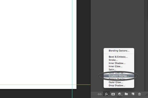 overlay gradien dalam menu Photoshop