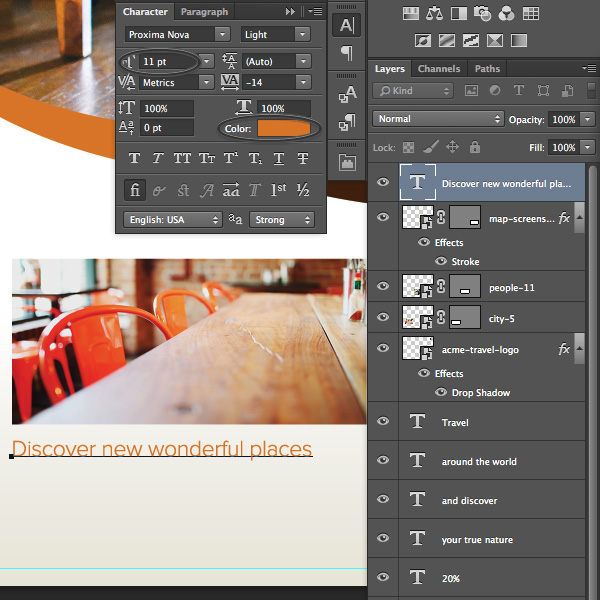 menambahkan teks bawah