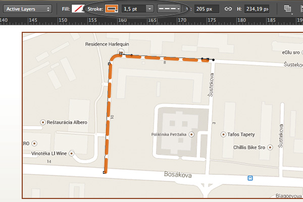 membuat stroke yang putus-putus
