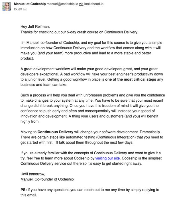 Codeship Continuous Delivery Email Course Part One