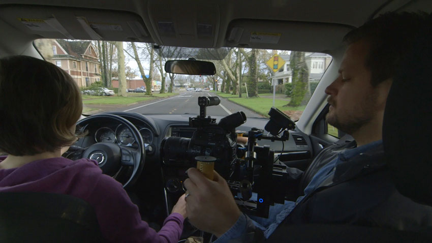 Using a gimbal in a car
