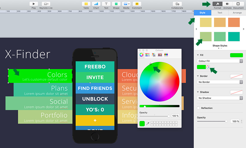 Customize Colors in Apple Keynote