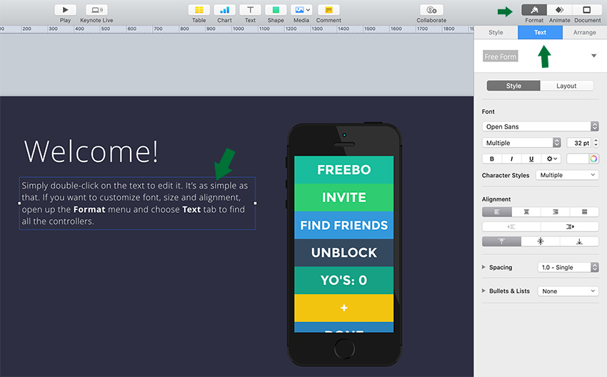 Customize Text in Apple Keynote