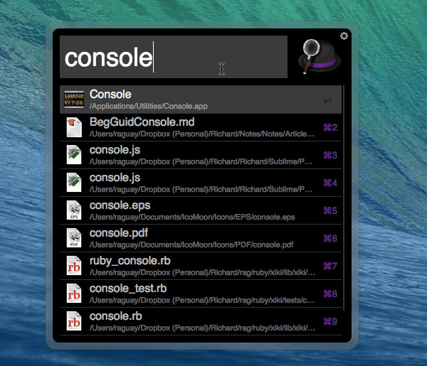 Opening Console from Alfred