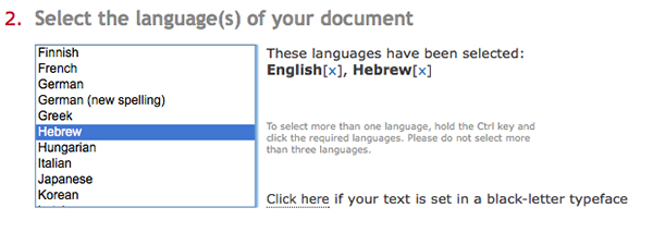 ABBYY FineReader Online supports OCR for up to three languages in a single document