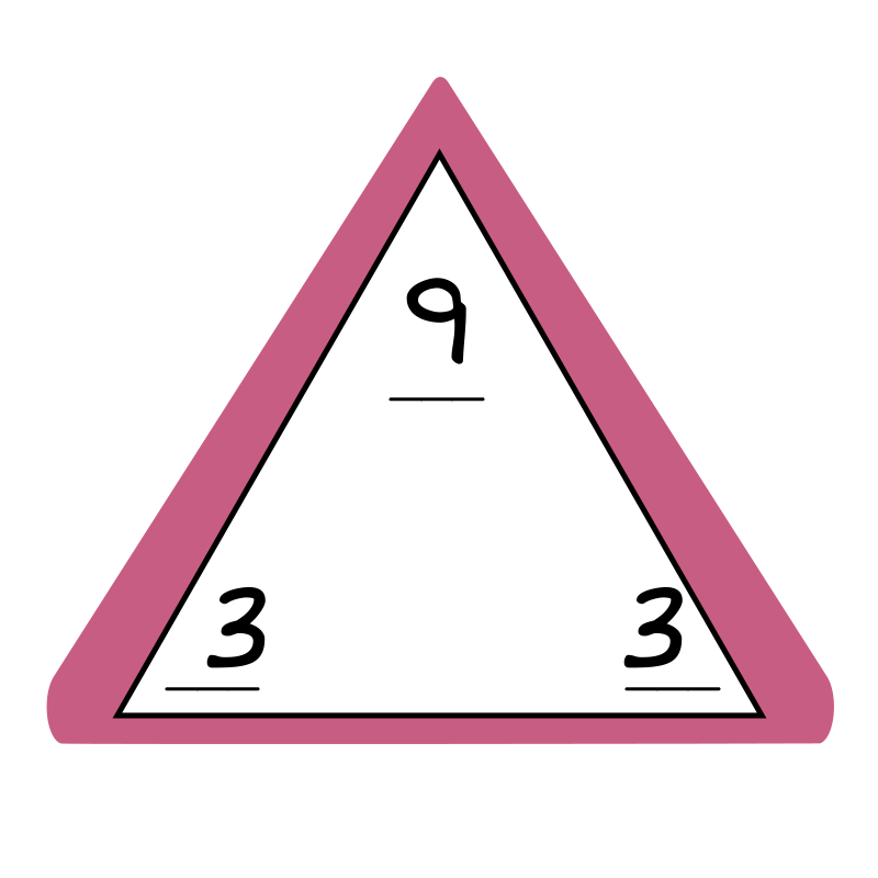 fact family triangle - top: 9, bottom left: 3, bottom right: 3