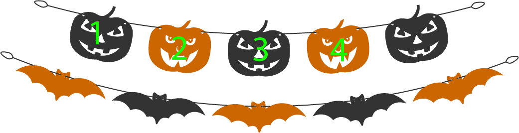 10 halloween decorations: Counting 1, 2, 3, 4