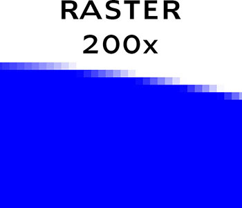 The edge of a raster circle enlarged 200x. We can see the loss of quality along the curve