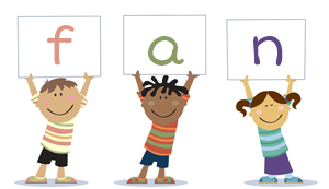 kids holding signs that say fan