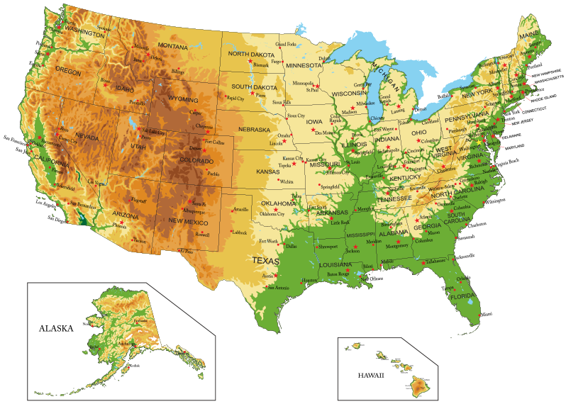 Topographical of the United States