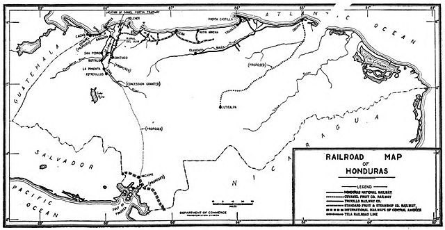 Honduras railroad map