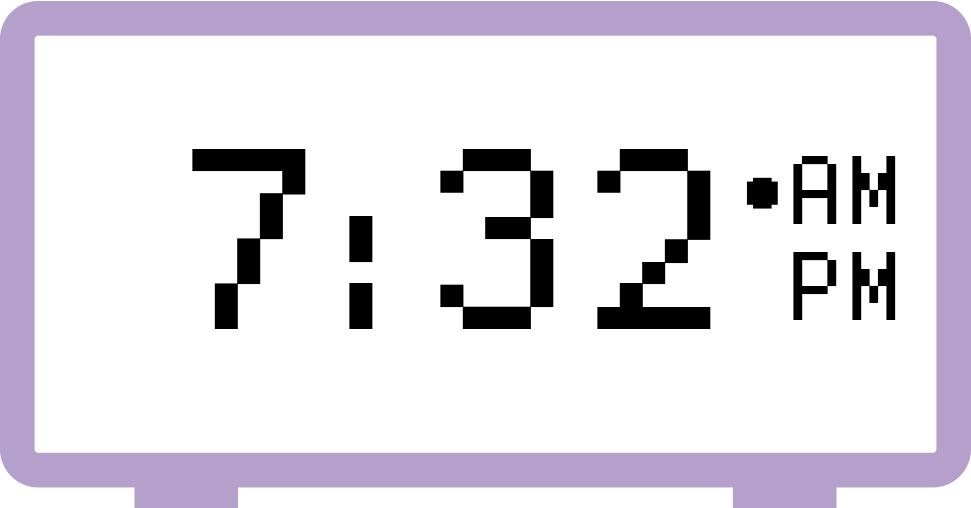 digital clock showing 7:32 AM.