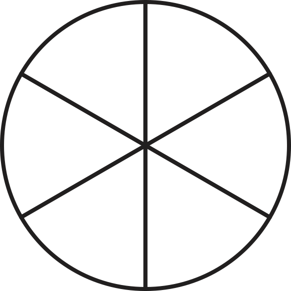 circle partitioned into 6 equal parts