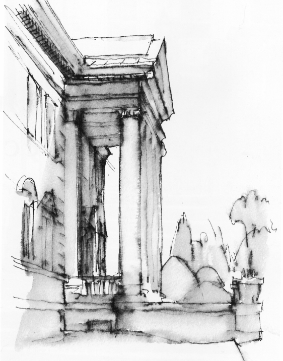 Light and dark tones of brush and ink