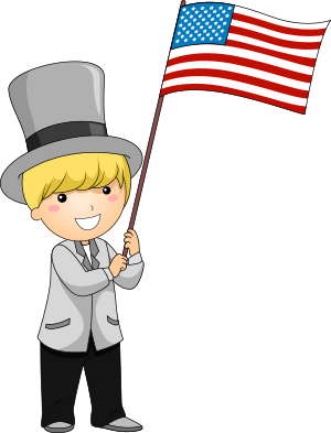 Illustration of a Kid Waving a US Flag
