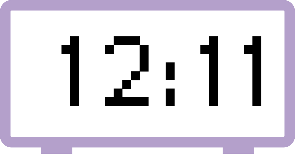 Digital clock showing 12:11