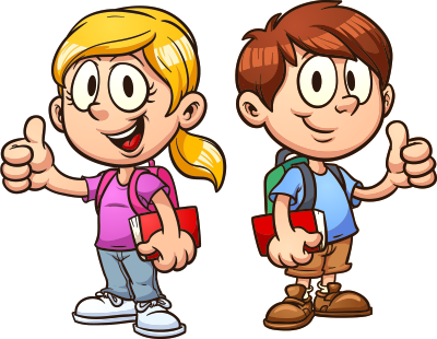 Boy and girl giving thumbs up.