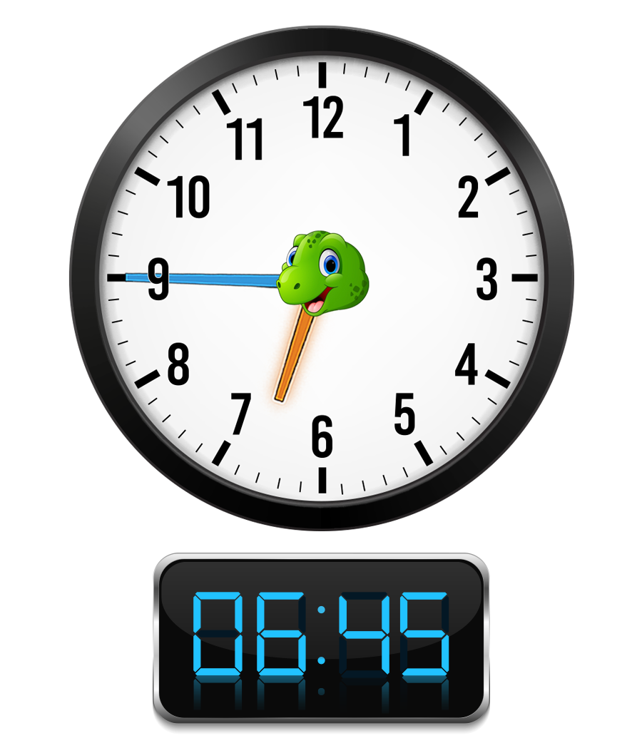 analog clock set to 6:45