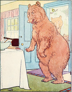 Bear entering house illustration
