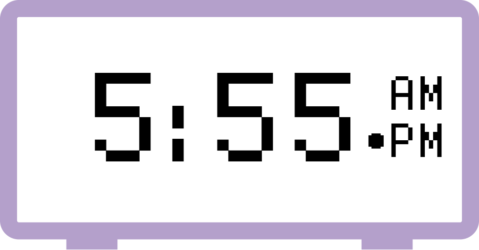 Digital clock displaying 5:55 PM