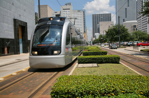 Houston Subway Speeding through patch of greenery
