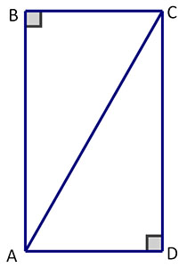 Rectanlge ABCD divided into two triangles