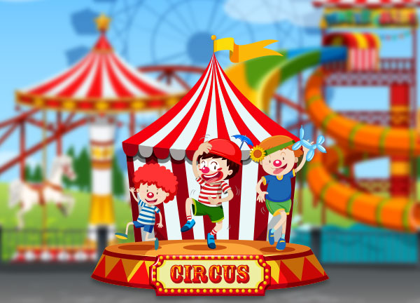 three clowns on a stage