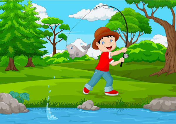 boy fishing on the lake