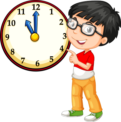 kid pointing to clock