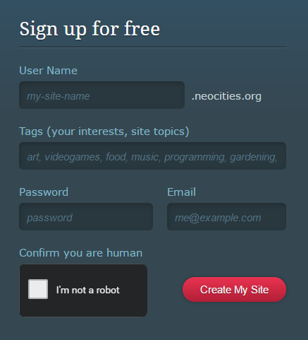 sign up form