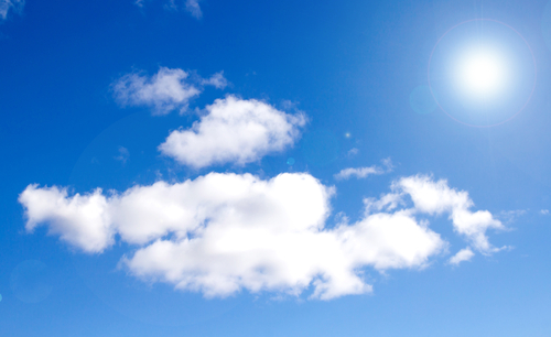 The sun in a blue sky