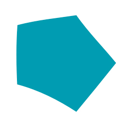 Buldged out pentagon.