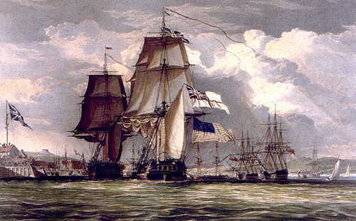 H.M.S. Shannon Leading Her Prize the American Frigate Chesapeake into Halifax Harbour
