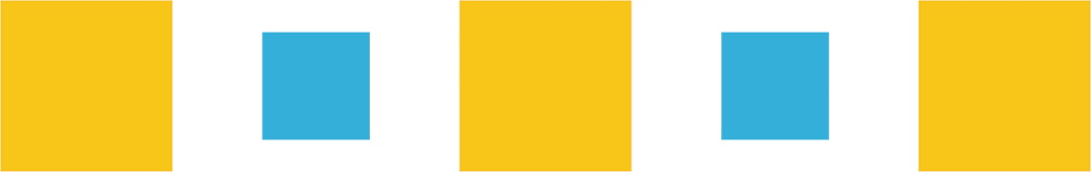 row of alternating yellow squares and litte blue squares