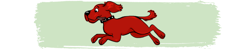 red dog fetching a stick