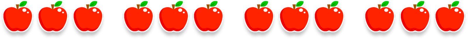 4 groups of 3 apples
