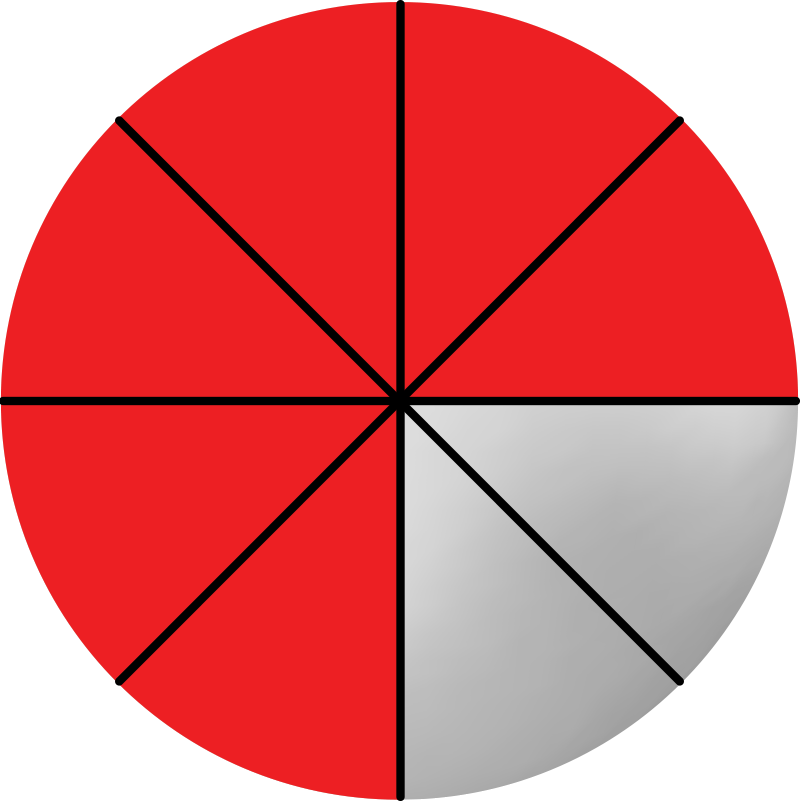 Ball with 8 equal parts and 6 filled in.