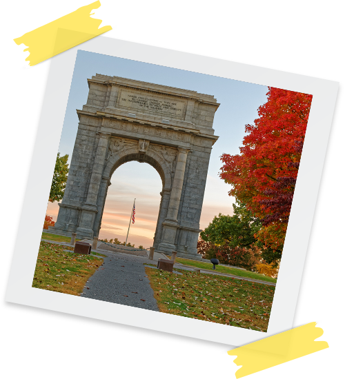 Independence Hall photograph with tape holding it up.