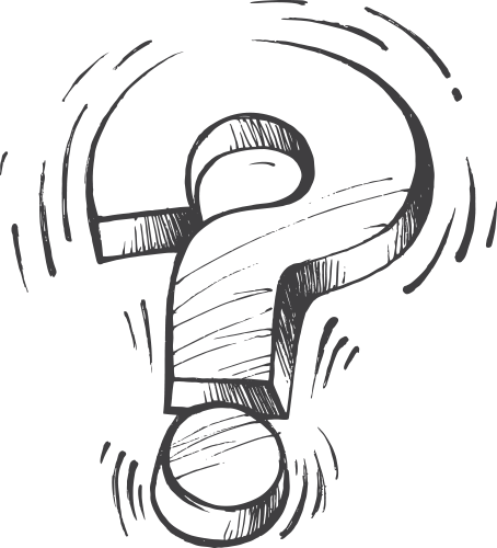 question mark, symbol of thoughts, a sketch by hand in a vector format