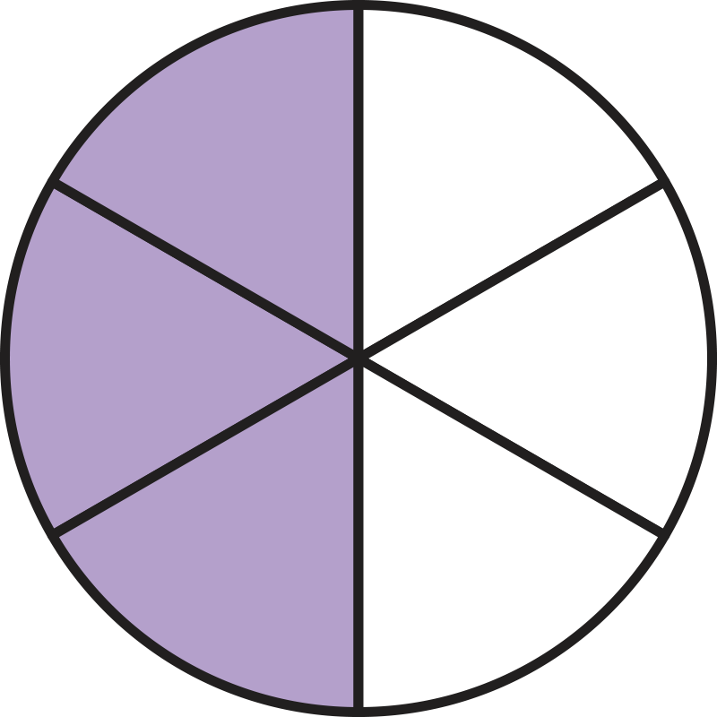 Circle with 3/6 filled in.