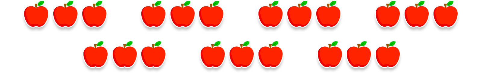 7 groups of 3 apples