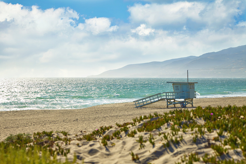 Lifeguard hut on the Malibu beach.