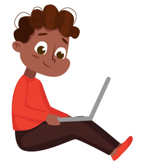 Boy using his laptop
