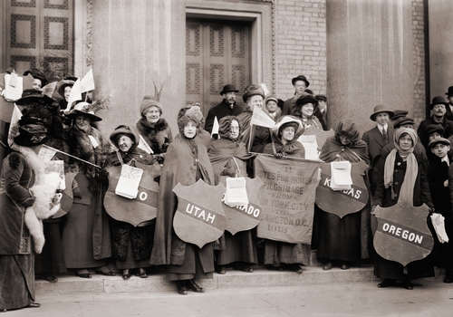 Women's Suffrage hikers who took part in the walk from New York City to Washington, D.C. to join the National American Woman Suffrage Association parade of March 3, 1913.