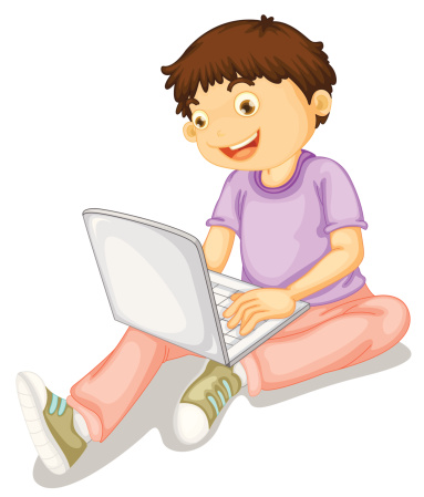 Boy using computer.