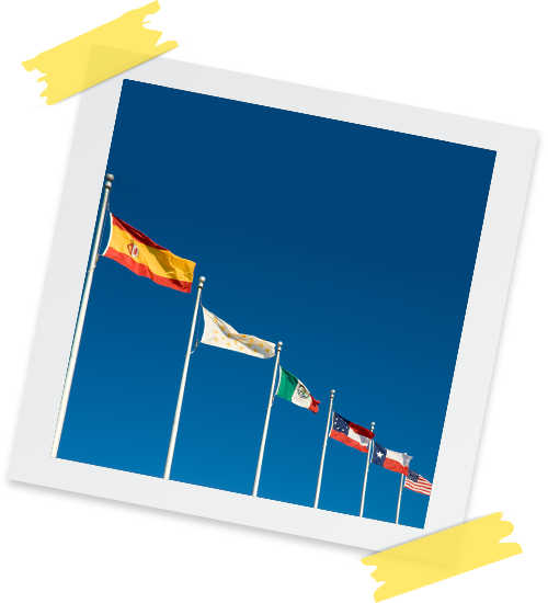 Six Flags of Texas photograph with tape holding it up.