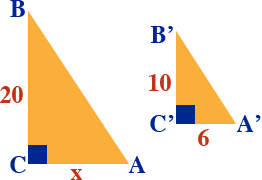 Two similar triangles.